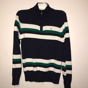 Navy Blue, White, And Green Tommy Hilfiger Sweater